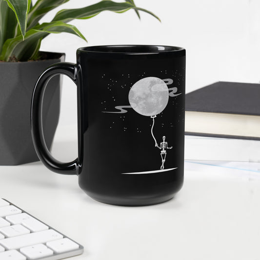 floating moon Black Glossy Mug