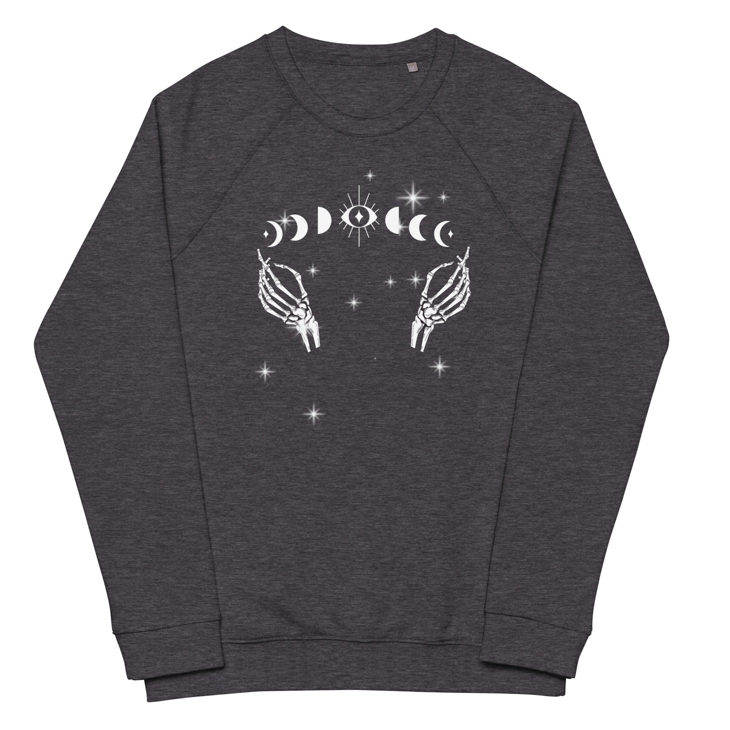 Phases of the moon Unisex organic raglan sweatshirt streetwear and loungewear